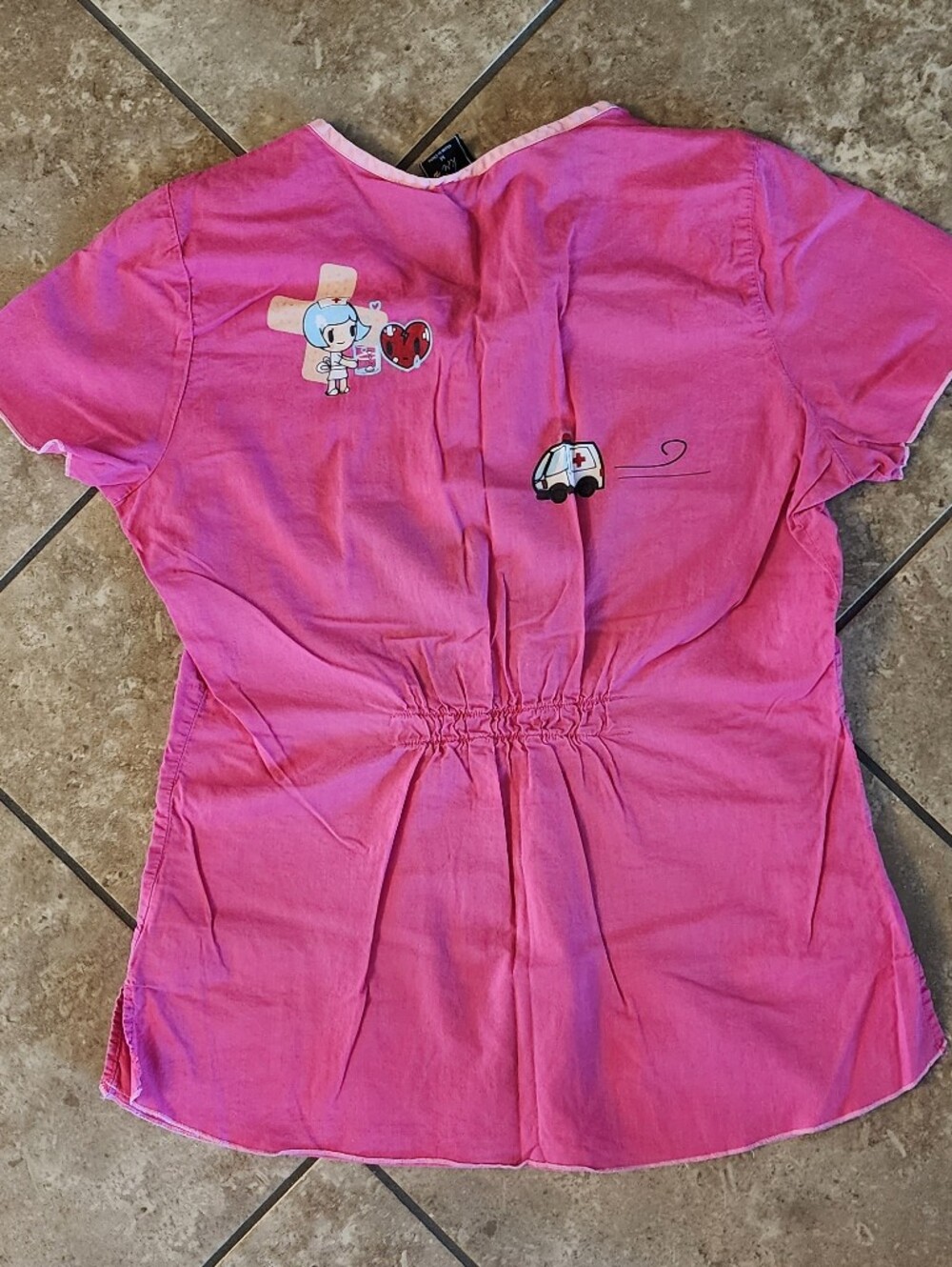 Medium Tokidoki Pink Medical Character Scrub Top - Picture 2 of 4